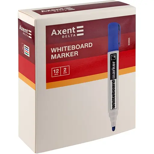 Набір маркерів Axent Whiteboard D2800 круглий 2 мм 12 шт. червоний (D2800-06) - фото 2