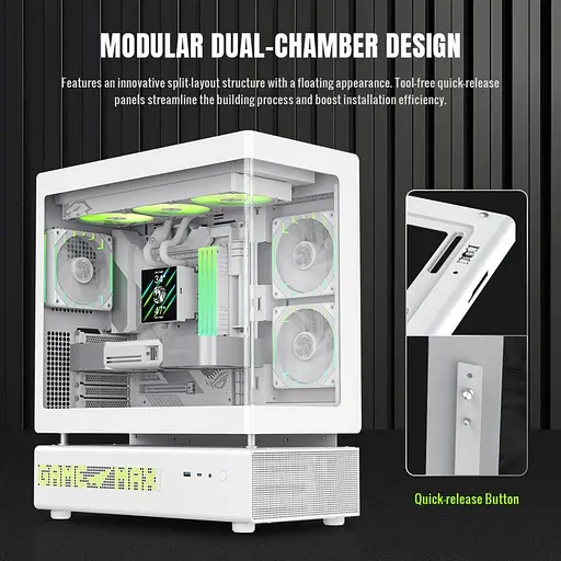 Корпус GameMax N90 Tempered Glass без БЖ White (N90 WH) - фото 14