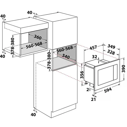 Микроволновая печь Whirlpool встраиваемая, 20 л WMF200G - фото 8