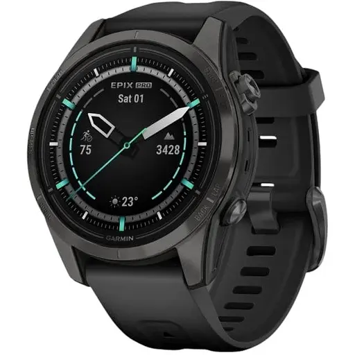 Смарт-часы Garmin Epix Pro Gen 2 Sapphire 42 mm Carbon G. with Black Band (010-02802-14/15)
