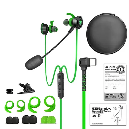 Проводные игровые наушники для телефона Plextone M762 G30 с микрофоном (Зеленый) - фото 2