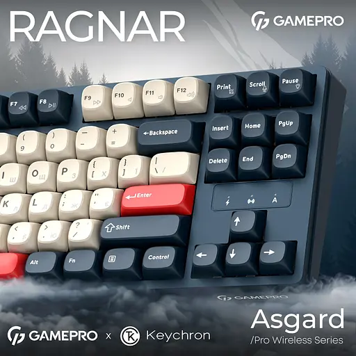 Клавиатура GamePro Asgard Ragnar Keychron Super Red Switch Wireless/Bluetooth/USB Blue беспроводная (MK285BL) - фото 13