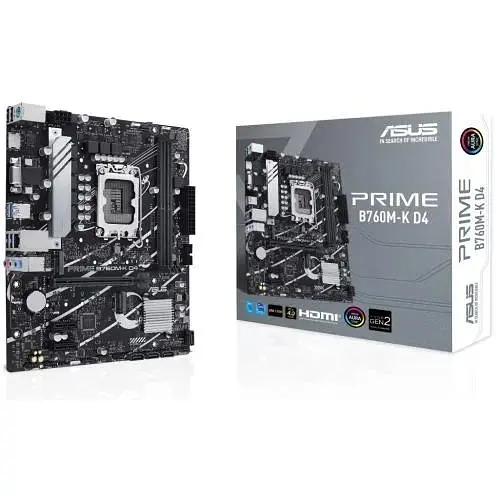 Материнская плата Asus Prime LGA1700, B760M-K D4, B760, 2xDDR4, Int.Video (CPU), 4xSATA3, 2xM.2, 1xPCI-E 16x 4.0, 2xPCI-E 1x 4.0, Realtek 7.1, Realtek 2.5Gb, 5xUSB3.2/4xUSB2.0, VGA/HDMI, MicroATX - фото 2