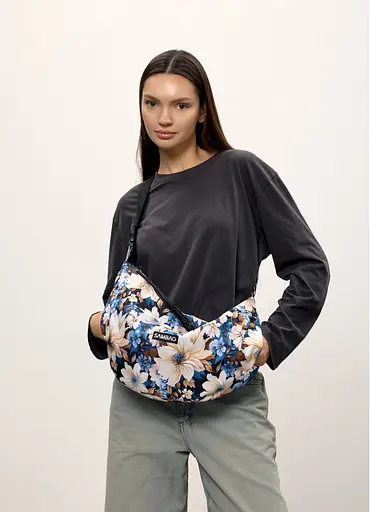 Женская сумка Sambag HOBO Bag-glove принт "Blue Flowers" 50 х 28 х 5 см (53400725) - фото 1