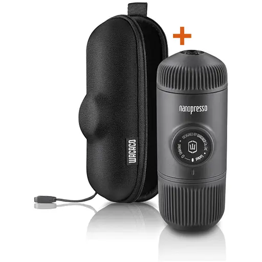 Портативная эспрессо-кофеварка Wacaco Nanopresso серая с чехлом, механическая, для молотого кофе