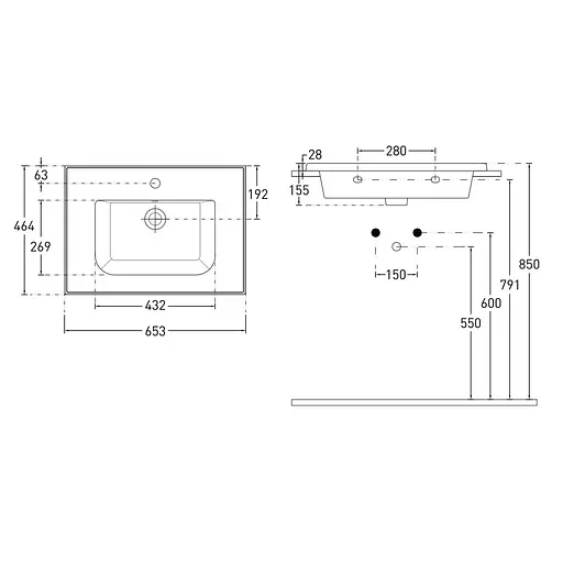 Меблевий умивальник Imprese Laska 65,3 x 46,4 см white i3207(2), Білий - фото 2
