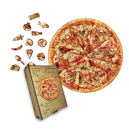 Пазл деревянный Пицца (It's Pizza Time!), А4, Картонная коробка 100 элементов