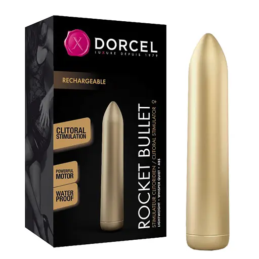 Міні вібратор Dorcel Rocket Bullet 8.7 см золотий - фото 3