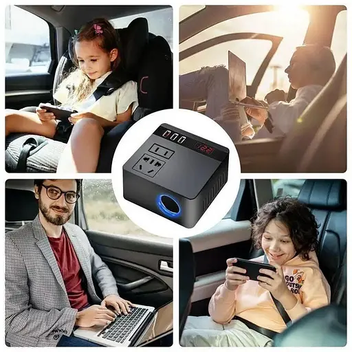 Автомобильный инвертор-преобразователь AC/DC с 12В/24В на 220В/120W + LCD (экран) 3хUSB - фото 10