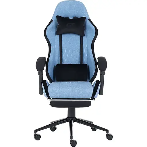 Геймерское кресло GT Racer черное со светло-синим (X-2324 Fabric Light Blue/Black Suede) - фото 1