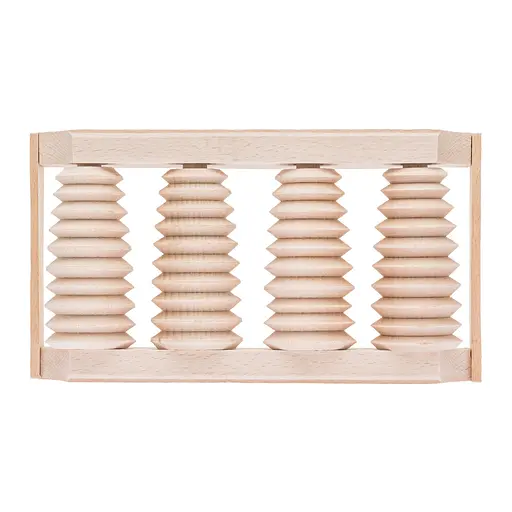 Масажер для стоп дерев'яний для профілактики плоскостопості та рефлекторного масажу на 4 ролики на одну ногу, Woodly 87034 - фото 3