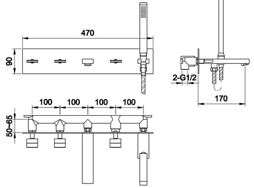 Змішувач для ванни Kohlman Experience black на борт ванни QB244EB Чорний матовий - фото 3