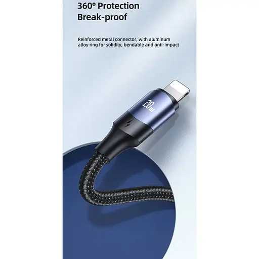 Кабель Usams US-SJ522 U71 USB-C to Lightning 20W 2m Black (SJ522USB01) [153989] - фото 2