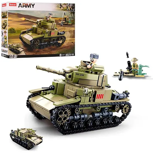 Конструктор Sluban M38-B0711 Военный танк с фигурками, 463 детали, зеленый - фото 2