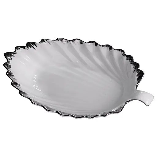 Фарфоровое блюдо для сервировки стола в форме листьев 37×18×5 (см) блюдо для подачи закусок Белый с серебром Yiwu 2552-1S - фото 2