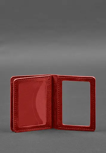 Кожаная обложка для водительского удостоверения, ID и пластиковых карт 2.0 красный - фото 4
