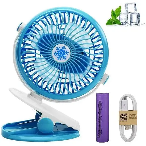 Аккумуляторный настольный вентилятор Moltis Mini Fan WX 6503 на прищепке 1000mAh Ветродуйка 5Вт 4 Голубой - фото 1