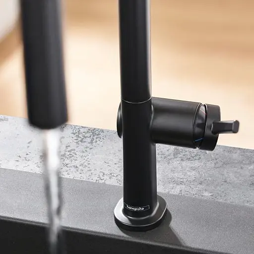 Смеситель для кухни Hansgrohe Talis 210 1jet с вытяжным изливом Sbox черный матовый 72803670 Черный матовый - фото 3