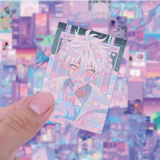 Стікерпак Світ неону та мрій Набір наліпок GeekLand The world of neon and dreams 50 штук - фото 2