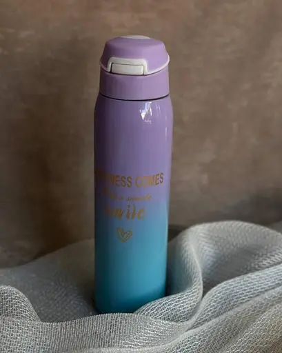 Термос "Happiness Comes" фиолетово-синий градиент нержавеющая сталь 500 мл - фото 6