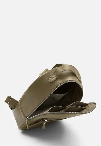 Кожаный рюкзак Groove M оливковый - фото 5