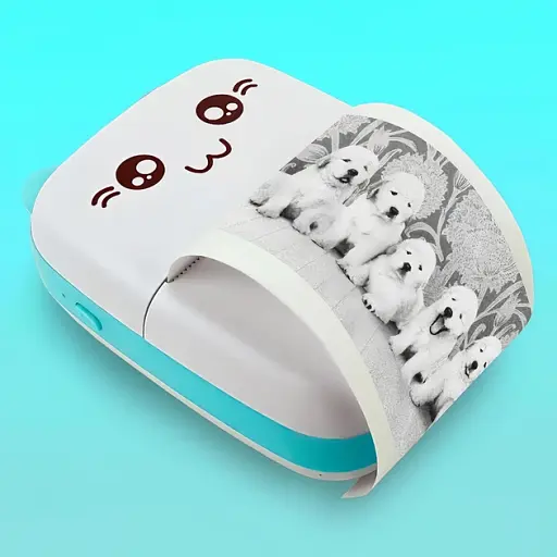 Термопринтер детский для печати с телефона с набором бумаги 10 шт белый с бирюзовым - фото 8