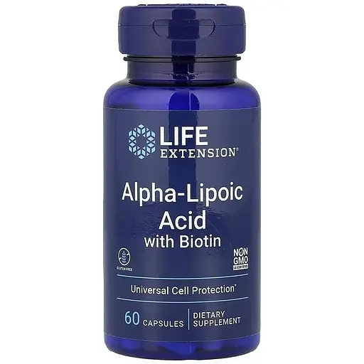 Альфа-ліпоєва кислота з біотином Life Extension 250 мг 60 капсул