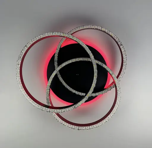 LED світильник чорний на 3 кільця з хромованою смужкою d30 см Line.F A 55063/3С RGB BK+CR - фото 1