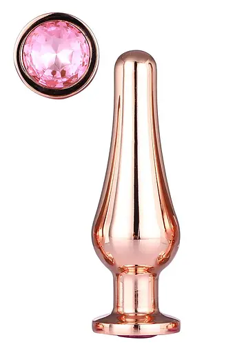 Анальна пробка Gleaming Love Gold Pleasure Plug M 11 см (рожевий) - фото 3