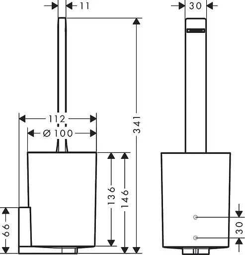 Йоржик для унітазу підвісний Hansgrohe WallStoris Matt Black 27927670, Чорний матовий - фото 2