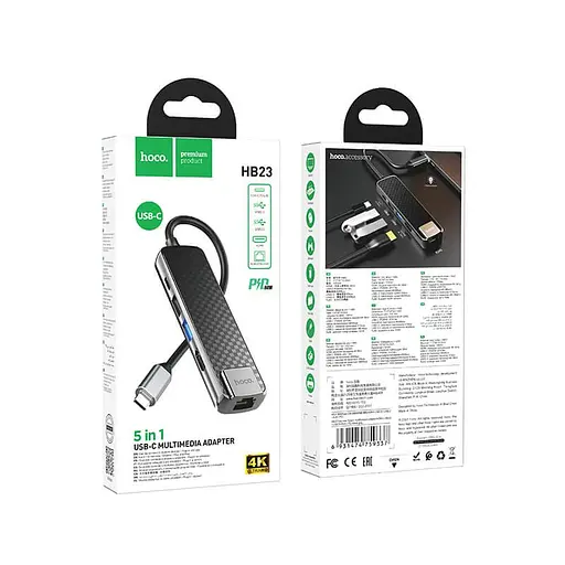 Розгалужувач хаб - мультиадаптер Hoco HB23 Easy view - Type-C to 4K HDMI LAN 60W - фото 8