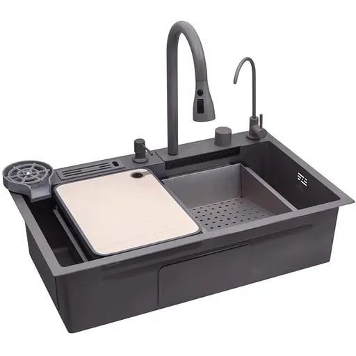 Кухонная мойка Kroner KRP Schwarze - SET7545NG PVD (3.0/0.8 мм) (CV033806) - фото 1