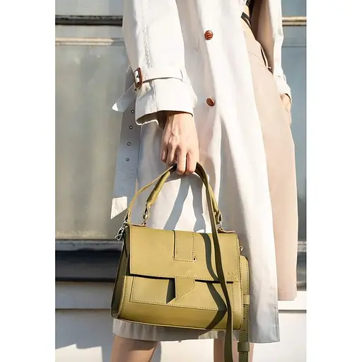 Женская кожаная сумка Ester оливковая - фото 1