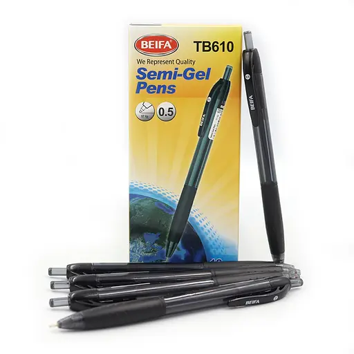 Ручка автоматическая масляная Beifa, 0.5 мм, черная, 12 шт.
