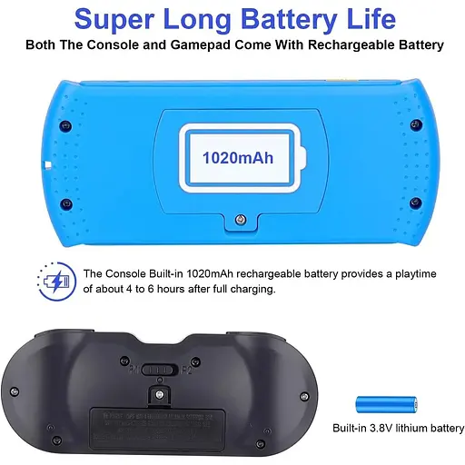 Ручна ігрова консоль LncBoc 3-дюймовий HD-екран Попередньо встановлені 338 класичних ретро-відеоігор з бездротовою рукояткою - фото 4