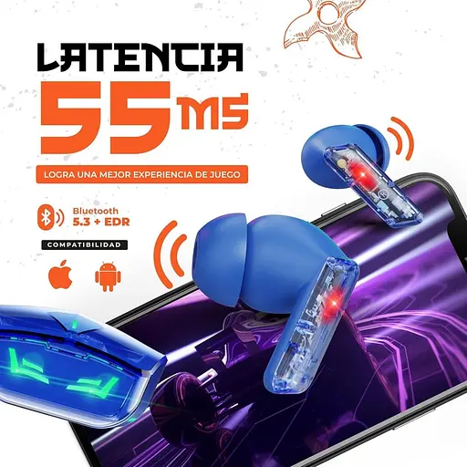 Бездротові ігрові навушники X8 з шумоподавленням синій - фото 8