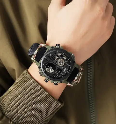 Годинник чоловічий наручний спортивний Skmei 2202 Paracord (Камуфляжний нейлоновий ремінець) - фото 4