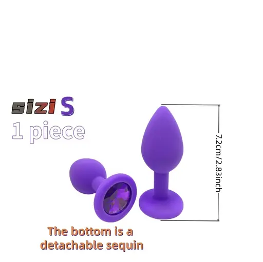 Анальная пробка с кристаллом, фиолетовая анальная пробка, анальная пробка со стразой маленькая S - фото 6