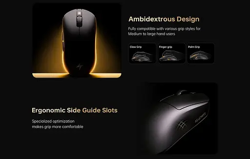 Игровая беспроводная мышка ATK Dragonfly A9 Air / Два режима подключения / Сенсор PAW3950 Ultra / 42 000 DPI / Black - фото 6