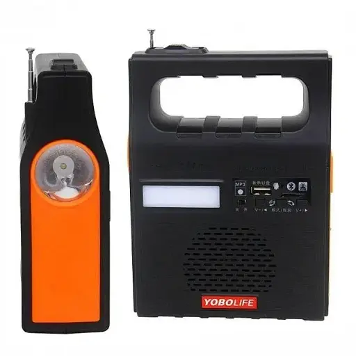 Зарядная солнечная станция Yobolife 3601-LM 6V Powerbank + фонарь + FM радио + MP3 + 2 лампы - фото 4