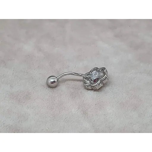 Срібна сережка для пірсингу пупка Ірій з фіанітами. 6010 Червоний - фото 3