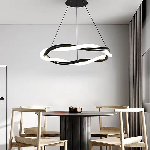 Люстра с черным кольцом и оплетенным неоном Ø 60 см | Ст. JU 25-600 BK | Line F - фото 1