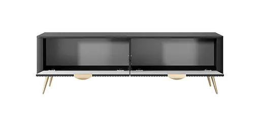 Тумба під телевізор Perfect Home Ланте / Lante 2-дверна з золотими ніжками 2D/163 Чорний (PFH-091194) - фото 6