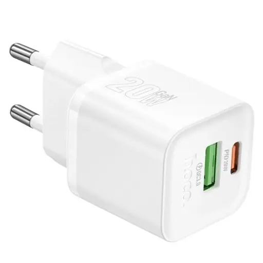 Сетевое зарядное устройство Hoco N65 Ingenious PD20W+QC3.0 charger + кабель USB-C-USB-C белый - фото 1