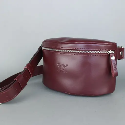 Шкіряна поясна сумка бордова - фото 3