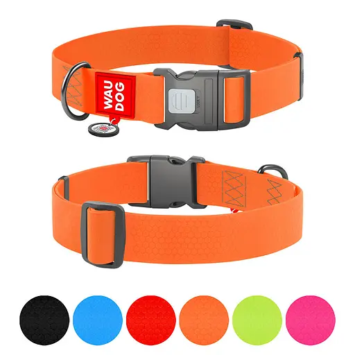 Ошейник для собак водостойкий Waudog Waterproof с QR-паспортом пластиковый фастекс XXL Ш 40 мм Д 46-70 см оранжевый - фото 2