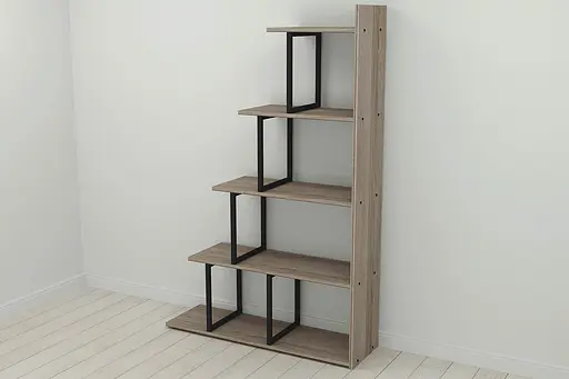 Этажерка Ferrum-decor Стелла 1600x1020x300 Черный металл ДСП Дуб Сонома Трюфель (FRD-103466)