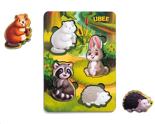 Вкладыши "Лесные животные - 1" (фон с подсказкой), 16*12*0,6см