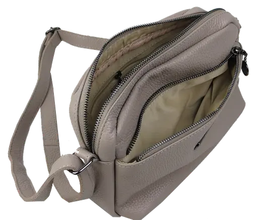 Женская кожаная сумка Borsacomoda на плечо песочная sum0028715 - фото 7