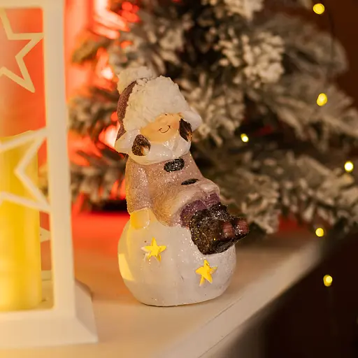 Новорічна фігурка з підсвіткою Дівчинка на сніговій кулі з фарфору 7×7×16 см Yiwu CR-5-7 - фото 2